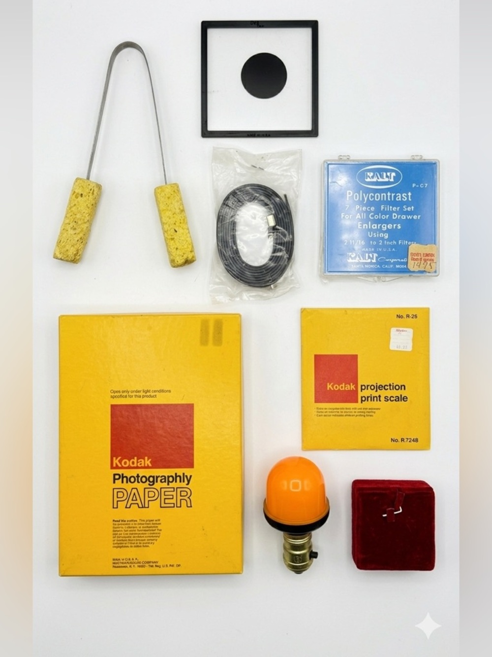 Vintage Kodak & Omega Darkroom Photography Lot Enlarger Parts Paper Safelight
